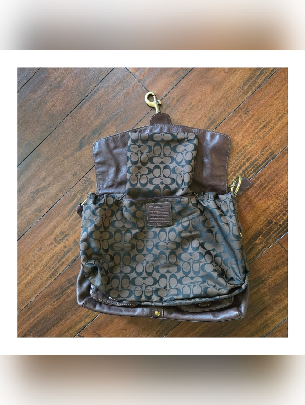 VTG Coach Legacy Brooklyn Brown Pocket Leather Messenger Shoulder Tote Large Bag - Picture 14 of 16
